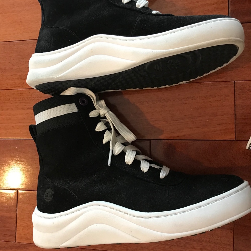 Black and white Timberland sneakers